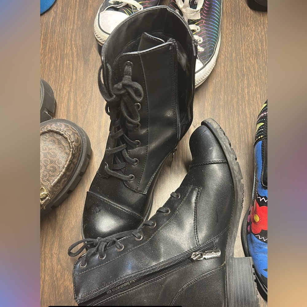 faux leather side zip boots